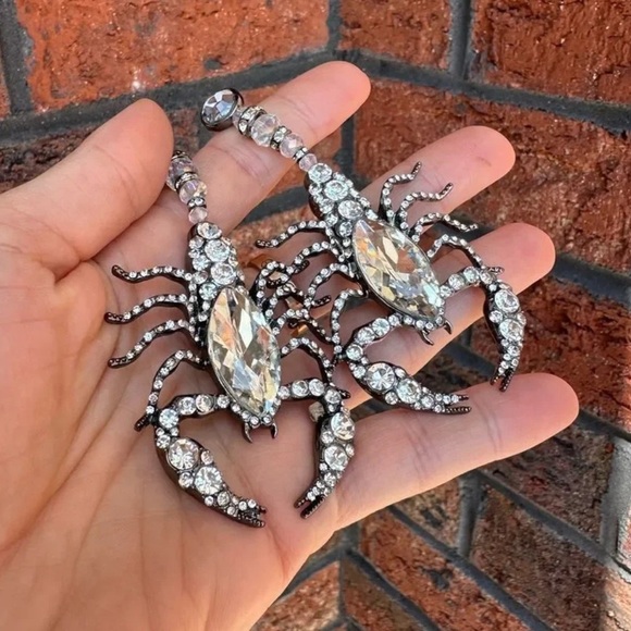 Zara Scorpion Crystal Drop Earrings - Picture 7 of 12